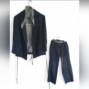 Navy Jacket & Wide Leg Pants Set